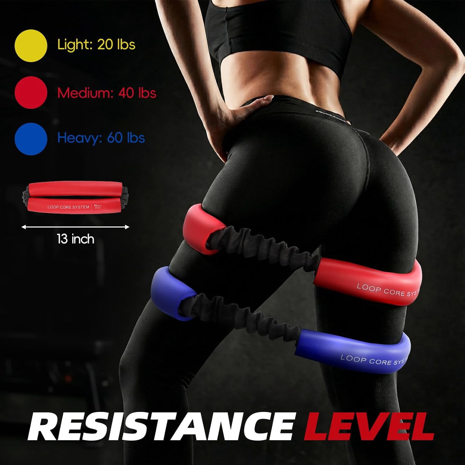 JJEAN-Hip and Core Band System, Loop Resistance Bands to Stretch and Workout, Glute Bands for Women, Exercise Hip Halo Bands
