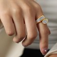 thumbnail image 1 of Anillo de acero de titanio chapado en oro con diseño de doble capa apilada con joyas de estilo lujoso, sencillo y con personalidad, 1 of 6