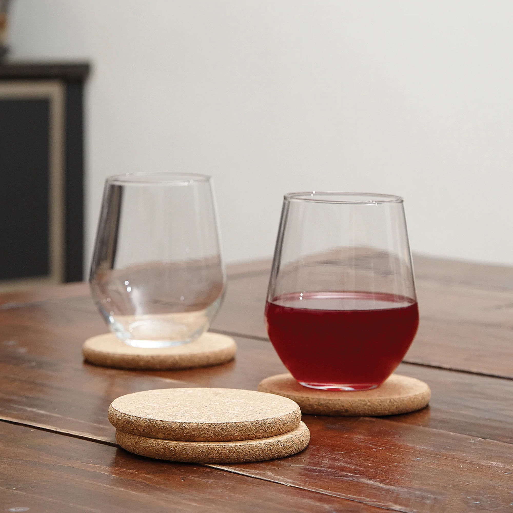 Natural Cork Coasters, Set of 4 and Cubette Ice Cube Trays, Set of 2 Kit, 843631173091