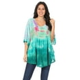 thumbnail image 5 of Sakkas Lepha Long Wide Multi Colored Tie Dye Sequin Embroidered Poncho Top Blouse - Purple - OS, 5 of 5