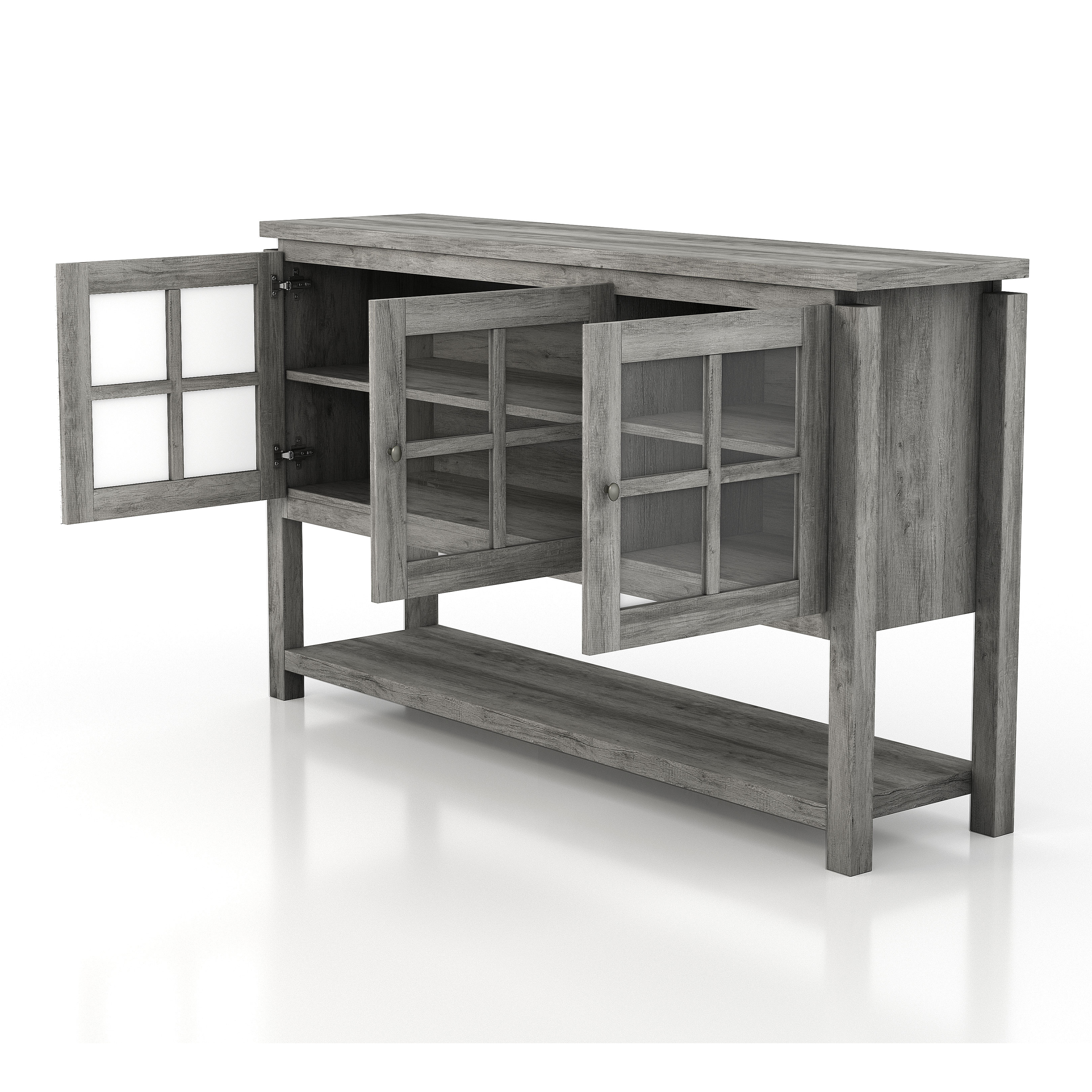 Furniture of America Chico Contemporary Wood 5-Shelf Buffet, Gray Oak