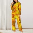 thumbnail image 3 of Junzan 3d Sunflowers Print Womens Pajama Sets,Long Sleeve Button Down For Women Pjs 2 Piece, 3 of 9