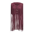 thumbnail image 4 of WNEGSTG Women's Fashion Casual Solid Color Tassel Button Top Sleeveless Vest Vest Polyester Top Purple L, 4 of 5