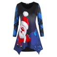 thumbnail image 1 of Más el tamaño de Navidad de Santa Claus pañuelo Hem Túnica Tee Rosegal Mangas largas de talla grande, 1 of 5