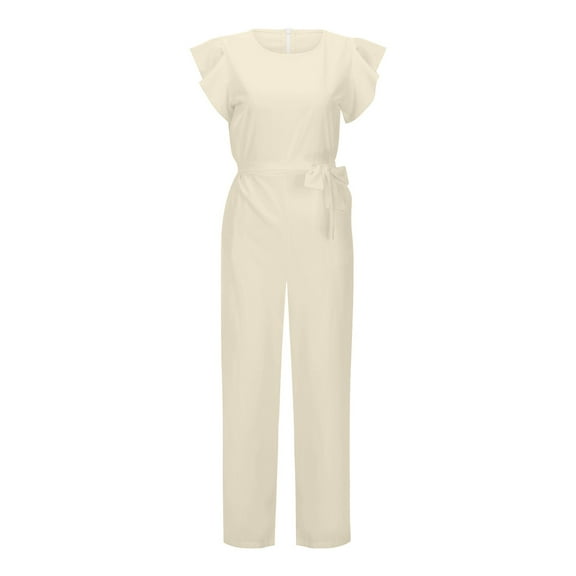 Women High Waist Belted Dungarees Long Pants, Polyester Spandex, Casual Daily Work Outfit