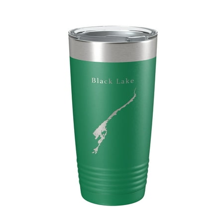 

Black Lake Map Tumbler Travel Mug Insulated Laser Engraved Coffee Cup New York 20 oz Green