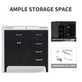 thumbnail image 4 of 36" Bathroom Vanity Base Only, Black, Modern Style, Solid Wood & MDF, Freestanding Cabinet w/ Drawers, 4 of 9
