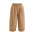 thumbnail image 5 of Linen Capri Pants for Women Wide Leg Summer Capris with Pockets, S, 5 of 6