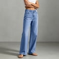thumbnail image 6 of AherBiu Juniors Jeans for Women Straight Leg Loose Fitted Button Waisted Streetwear Denim Pants with Pockets, 6 of 7