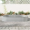 thumbnail image 3 of Large Oval Silver Metal Raised Garden Bed - 70.86"X35.43"X11.42" Planter For Vegetables & Flowers, 3 of 9