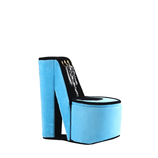 ORE International HBB1828 9" Tall Display Jewelry Box with Hooks, High Heel Shoe Design, Turquoise Velvet