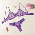 thumbnail image 3 of Lencería de encaje Sexy para mujer, conjunto de sujetador y bragas semitransparentes, Bralette bordado de flores, ropa interior de pecho de reunión, 3 of 5
