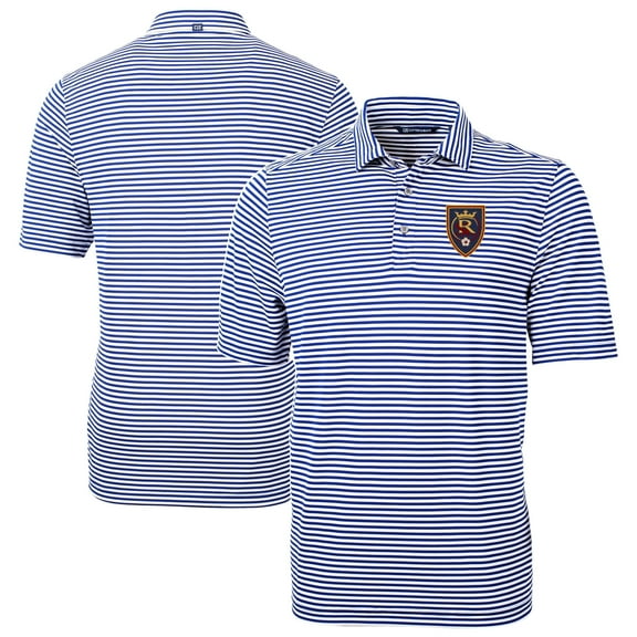 Men's-Cutter & Buck  Blue Real Salt Lake Virtue Eco Pique Stripe Recycled Polo