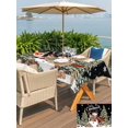 thumbnail image 4 of Outdoor Tablecloth with Umbrella Hole and Zipper, Black Christmas Snowman Rectangle Table Cloth 52x70 Inch Waterproof Tablecloth, Xmas Tree Snowflake Botanical Picnic Table Cover for Patio Camping, 4 of 7