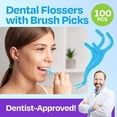 thumbnail image 2 of Dental Floss Picks for Adults with Brush Picks, Mint Flavor, 100 Count, 2 Travel Cases, Tooth Picks flossers for Adults that Glide on Tight Teeth for Sensitive Gums, Floss Picks for Teeth, Easy Grip, 2 of 15