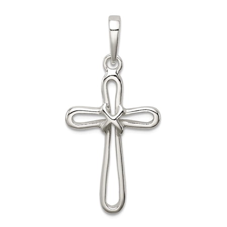 925 Sterling Silver Open Polished Religious Faith Cross Pendant Necklace 31x15mm Wide Pendant for Women