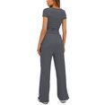 thumbnail image 6 of qolati 2 Piece Sets for Women Y2k Ruched Short Sleeve Crop Tops and High Waisted Wide Leg Pants Tracksuit Casual Fitted Workout Lounge Outfits Matching Sets, 6 of 8