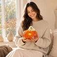 thumbnail image 4 of Halloween Glass Pumpkin Collectible Figurine,Blown Glass Pumpkin Fall Decorations for Home Fall Harvest Thanksgiving,Orange Crystal Art Pumpkin Paperweight, 4 of 6