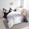 thumbnail image 3 of jejeloiu Retro Batik Geometric 7-Piece Bedding Comforter Set,White Purple Black King Bedding Sets For Girls Teens Reversible, 3 of 8