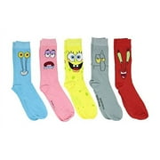 Hyp Spongebob Squarepants Characters Men's Crew Socks 5 Pair Pack