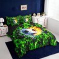 thumbnail image 2 of Erosebridal 3D Football Soccer Print 7 Pieces Bedding Comforter Set For Kids,Kids Ball Games Full Bedding Set,Reversible black, 2 of 7