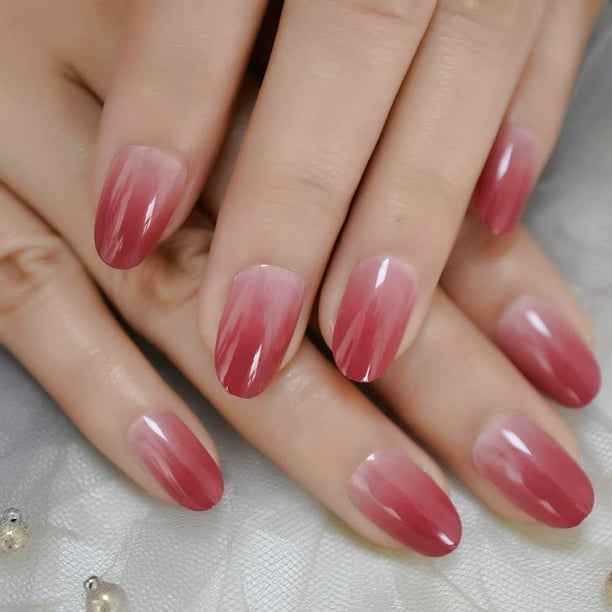 Press On Nails - Press On Nails - Ombre Gradient Light Coral Red False Nails  | Uv Gel