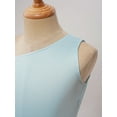 thumbnail image 5 of YONGHS Kids Girls One Shoulder Color Block Praise Dance Dress Tunic Worship Lyrical Liturgical Robe Dress Light Blue 12, 5 of 7