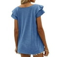 thumbnail image 3 of LVCBL Womens Summer Tops Ruffle Short Sleeve V Neck T-Shirts Casual Loose Fit Top S-2XL, 3 of 3