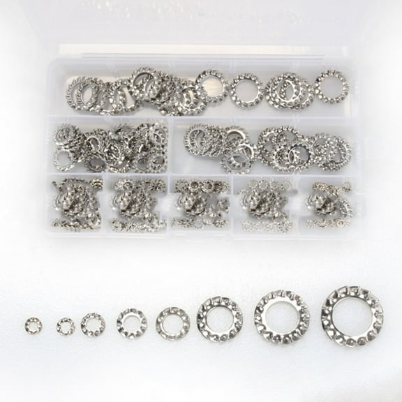 300pcs 304 stainless steel star lock washers with external teeth silver color