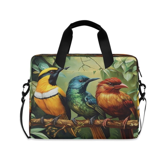 16inch Laptop Briefcase, Business Laptop Bag with Detachable Strap & Padded Compartment, Water-Resistant Polyester，Birds