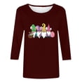 thumbnail image 2 of Hauts pour Femmes Imprimé Col Rond Pâques Imprimé Manches 3/4 T-Shirt Col Rond Chandail, T-Shirts pour Femmes, Hauts de Pâques pour Femmes, Pulls pour Femmes, 2 of 5