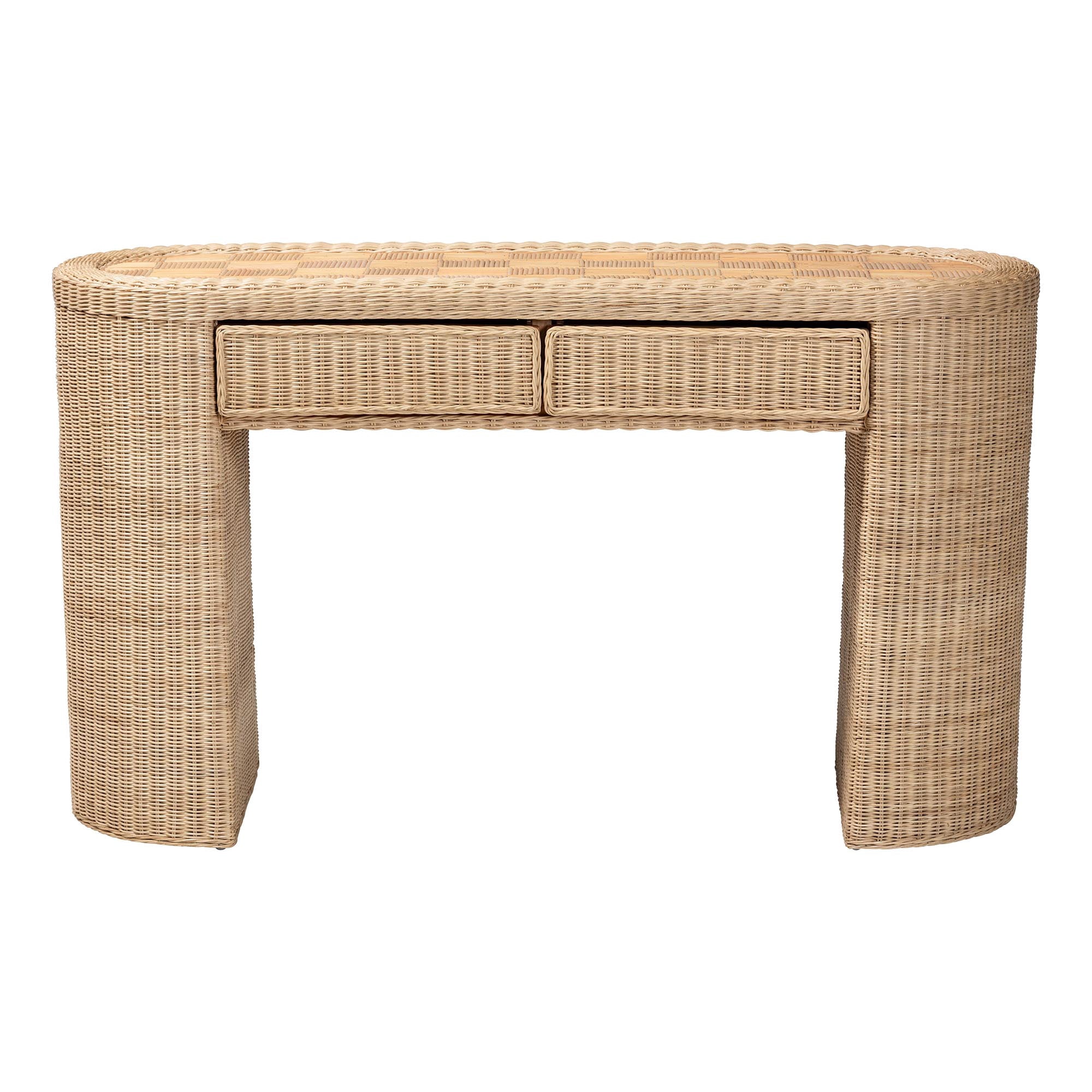 bali & pari Mimi Boho Console Table, 2-Drawer, Natural Rattan