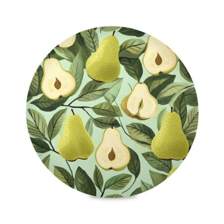 

Round Plate Mat 15.4x15.4 Inchesx6 Placemat Table Mat Kitchen Mat Coffee Mat Fabric Thick Strong Wear-Resistant Heat Resistance Green Pear