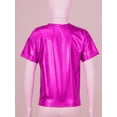 thumbnail image 4 of Sxiwei Kids Girls Shiny Metallic Short Sleeve T-Shirts Dance Tops Jazz Hip Hop Street Dancing Party Hot Pink 170, 4 of 7