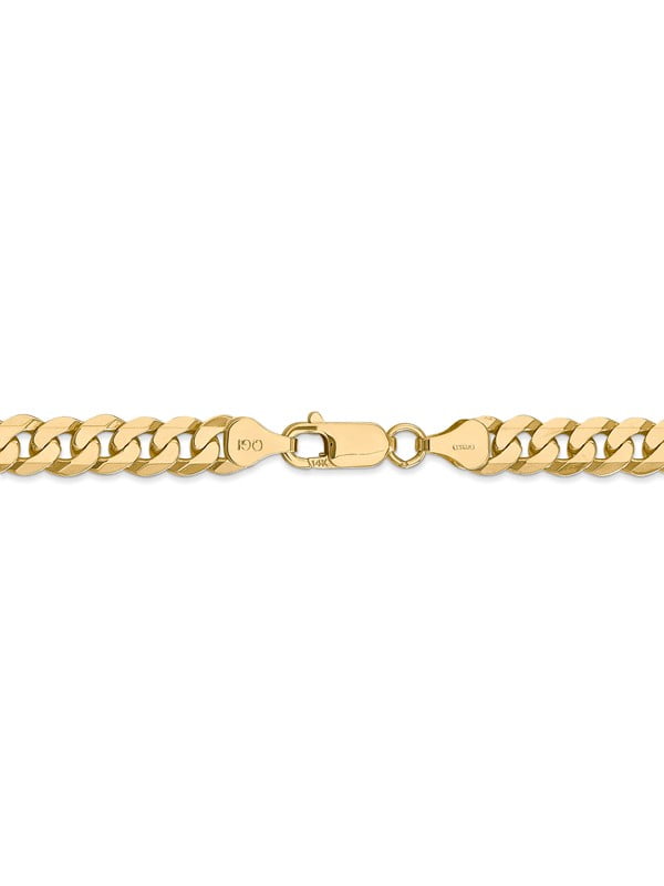 Flat Beveled Curb Chain Anklet in Real 14K Yellow Gold, Men's, Size: 6.8, Grey Type