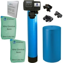 AFWFilters 2 cubic Foot 64k Whole Home Water Softener with Durable 10% Crosslink Resin, 1" Plastic MNPT Connection, and Blue Tanks