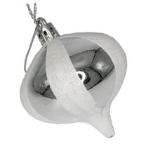 36 Pack Silver Onion Ornament with Glitter Stripes