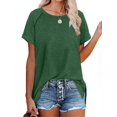 thumbnail image 1 of T-shirts pour Femmes à Manches Courtes, Col Ras du Cou, T-Shirts Unis Basiques, 1 of 5