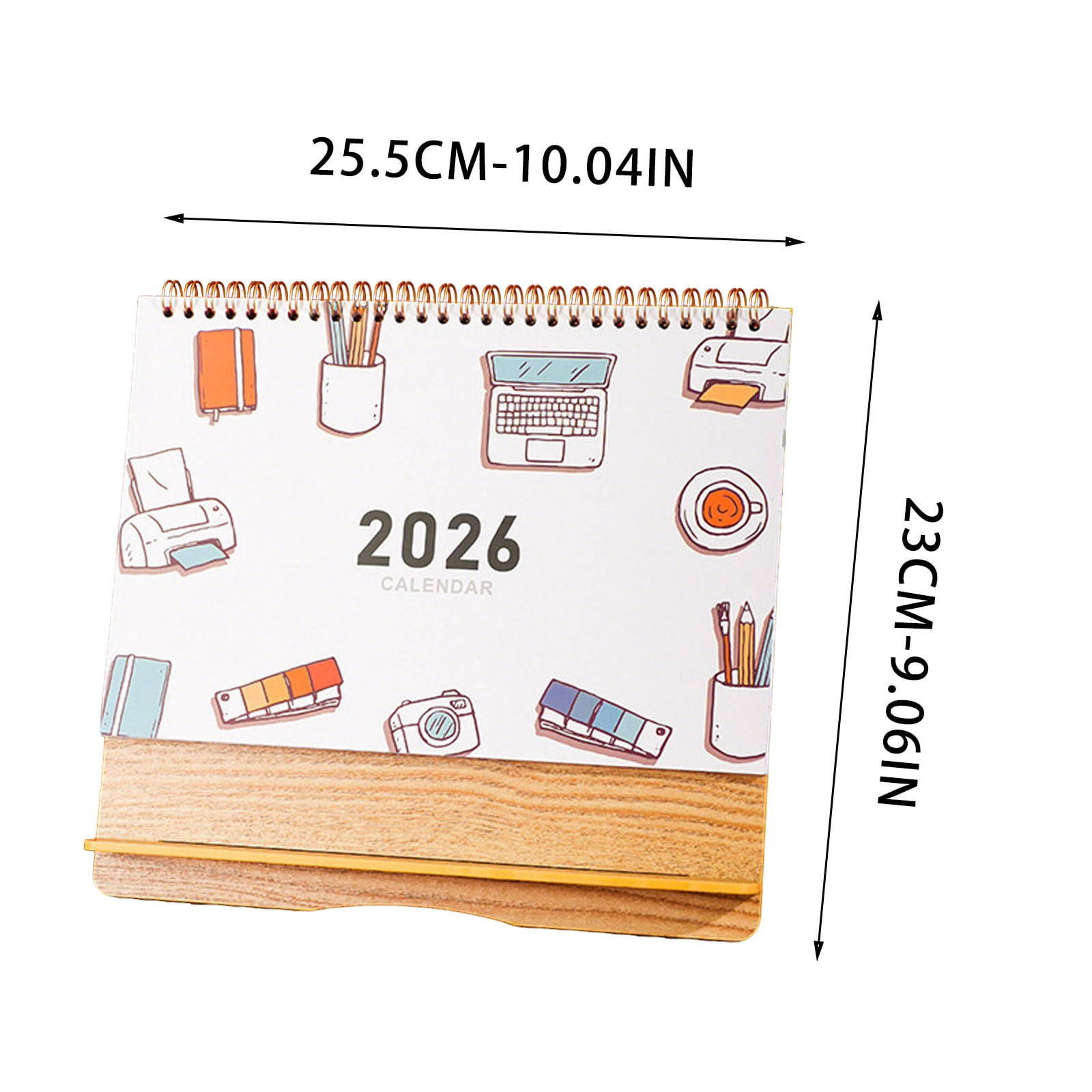 Desk Calendar 2026, Mini Horizontal Desktop Calendar with Stand, 2026 Chinese Year Gift, Office Desk Organizer, Thick Paper, Stable Triangular Base, Flat Lay Binding, Festive Red Decoration
