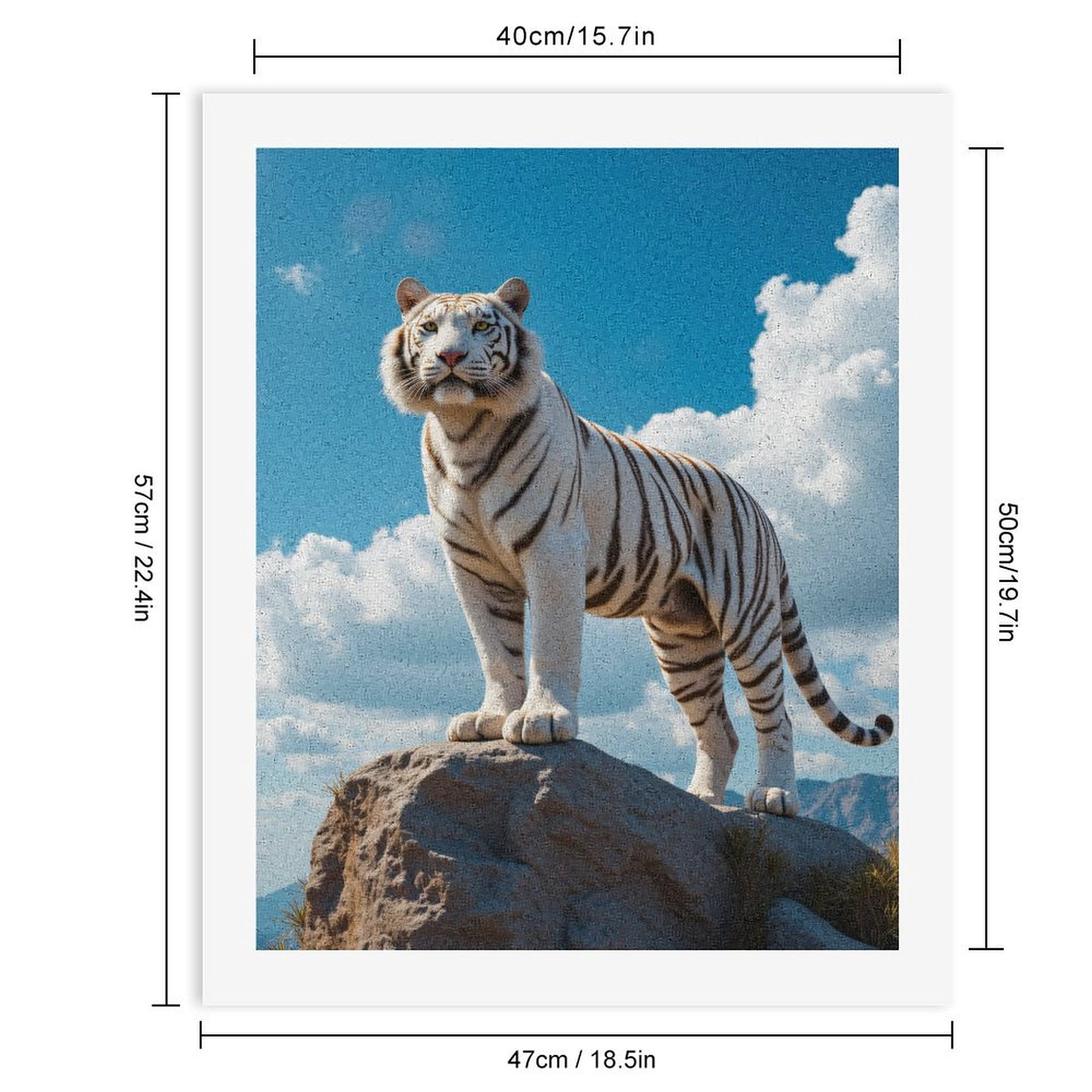 Paint By Numbers Kit for Adults Beginner - DIY White Tiger Majestic Rock Sky Canvas Painting Kits for Adults, Frameless Paint By Number for Adults for Home Wall Decor 16x20 Inch