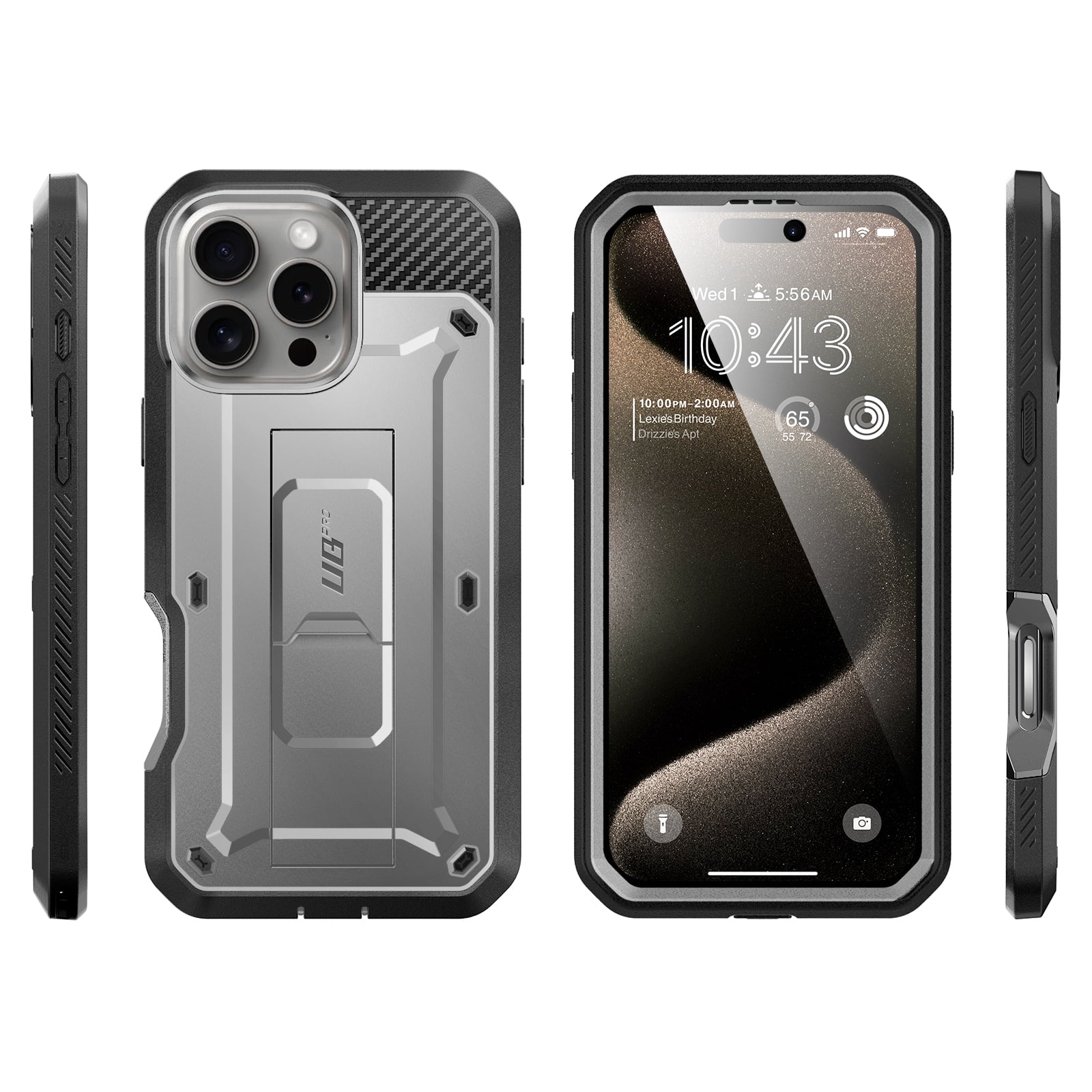 SUPCASE Unicorn Beetle Pro for 2024 Apple iPhone 16 Pro Max 6.9" Case with Screen Protector, [Built-in Stand & Belt-Clip] [Military-Grade Protection] Phone Case Cover for iPhone 16 Pro Max, Gray