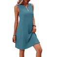 thumbnail image 2 of Vestidos de Verano para Mujer, para Vacaciones en la Isla, Sin Mangas, Cuello en V, Túnica Informal para Playa. Azul Mar XL, 2 of 10