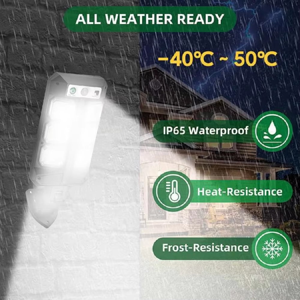 Solar Lights Outdoor, 2 Pack 1500W 6500K LED Motion Sensor Lights, Waterproof Solar Flood Wall Lights for Outside Garden Yard Path
