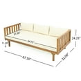 thumbnail image 3 of GDF Studio Bordeaux Slat Panel Acacia Wood Outdoor 3-Seater Daybed with Beige Cushions, 3 of 8
