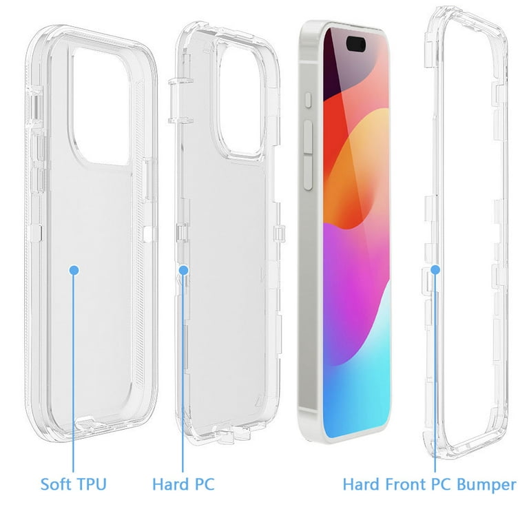 TASHHAR for iPhone 15 Pro Case with Privacy Screen and Lens Protector 3 in  1 Reinforced Bumper Shockproof Non-Yellowing Crystal Clear Case iPhone 15  Pro 6.1 inch 2023 Phone 