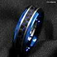 8mm Blue Tungsten Ring Black and Blue Carbon Fiber Wedding Band Men
