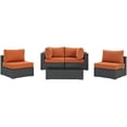 thumbnail image 3 of Modern Contemporary Urban Design Outdoor Patio Balcony Five PCS Sectional Sofa Set, Orange, Rattan, 3 of 7