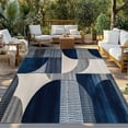 thumbnail image 3 of Fsddascl Boho Navy Blue Outdoor Rug for Patio/Deck/Porch, Non-Slip Large Area Rug 4 x 6 Ft, Modern Geometric Abstract Art Indoor Outdoor Rugs Washable Area Rugs, Reversible Camping Rug Carpet Runner, 3 of 5