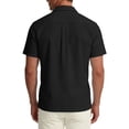 thumbnail image 7 of ROHUUQUE Men's Cotton Shirts Breathable Stand Collar Short Sleeve Solid Open Front Button Up Casual Tops, 7 of 7