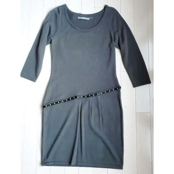 $200 ANDREW MARC New York Laine Cloutée Robe en Acier Mélangé ( M )